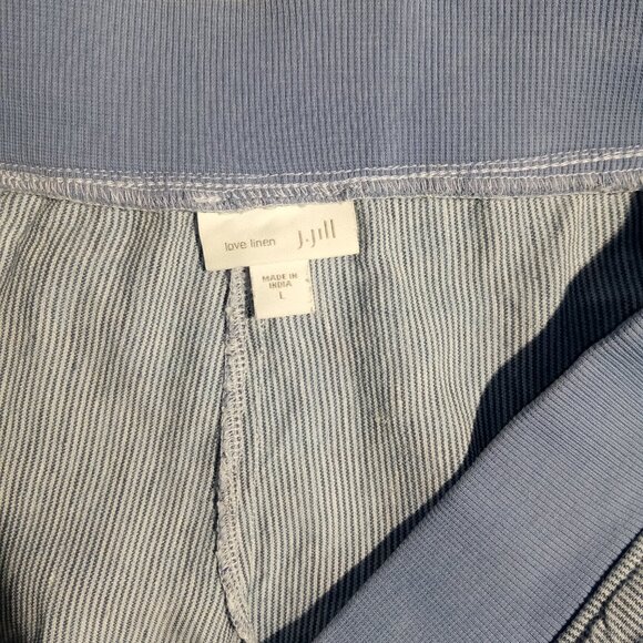 J. Jill Linen Pants sz Large Blue thin stripe Wide Leg Pull-On Pockets EXC - Picture 5 of 9